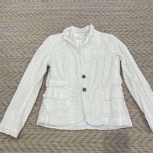 J Crew White Eyelet Blazer